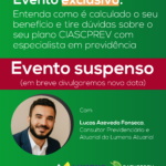 Evento com especialista em previdência no dia 27/05 é suspenso